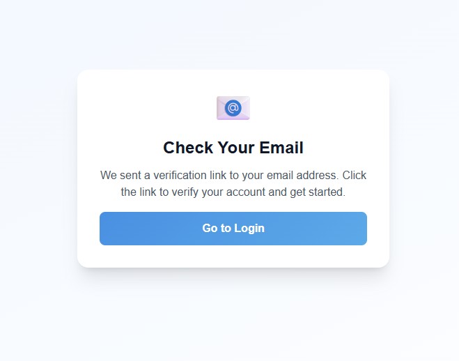 Email verification confirmation screen