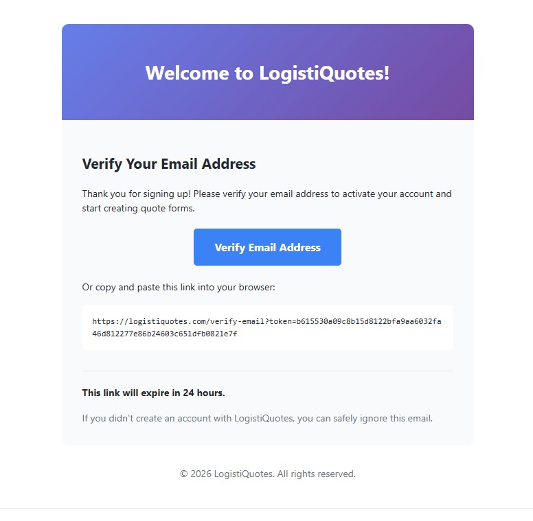 Verify Email Address button in inbox